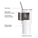 25oz/750ml Stainless Steel Travel Tumbler with Clear Flat Lid (White)