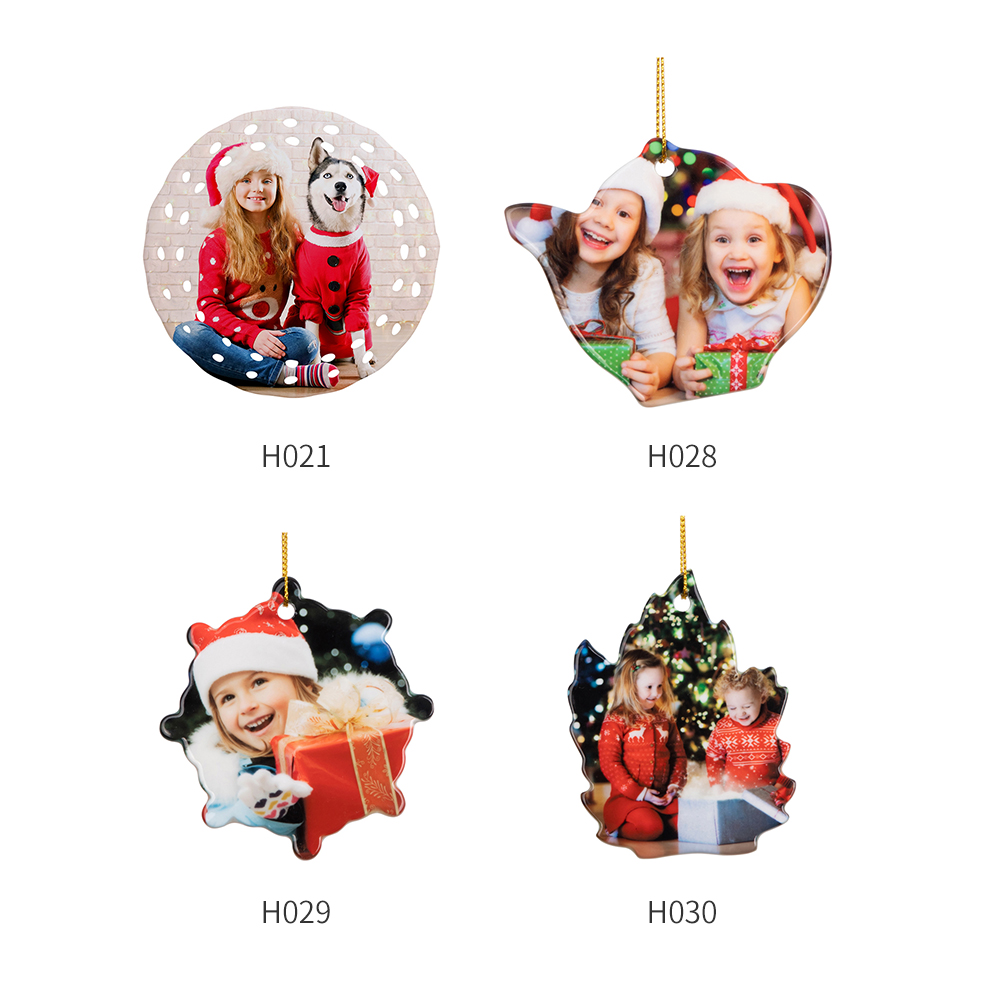 Sublimation Ornament Blanks Ceramic Hanging Christmas Ornaments Tree Decor (3inch, Snow)