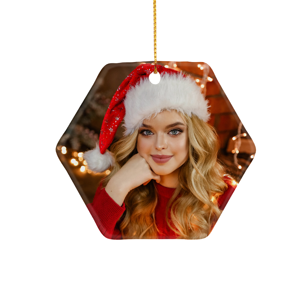 Sublimation Ornament Blanks Ceramic Hanging Christmas Ornaments (3inch, Hexagon)