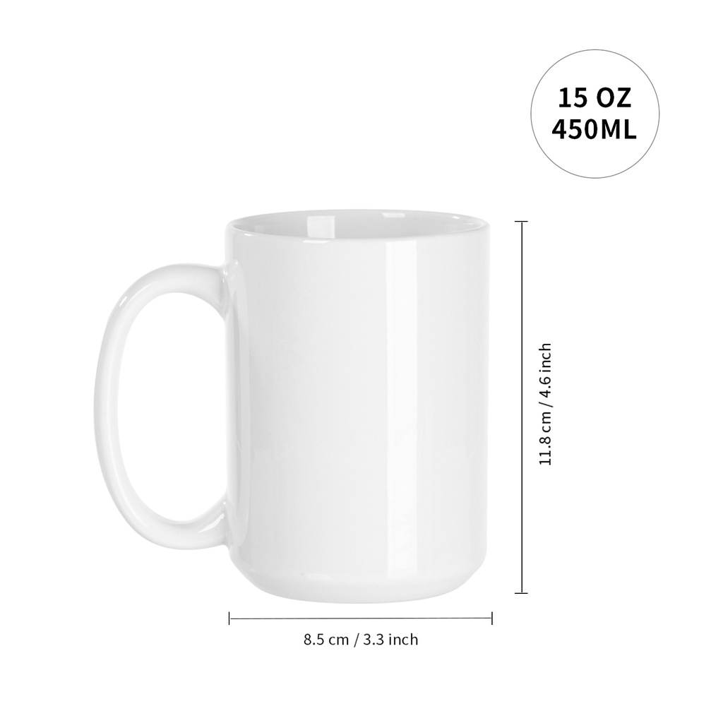 15 oz Sublimation Blank Ceramic Coffee Mug