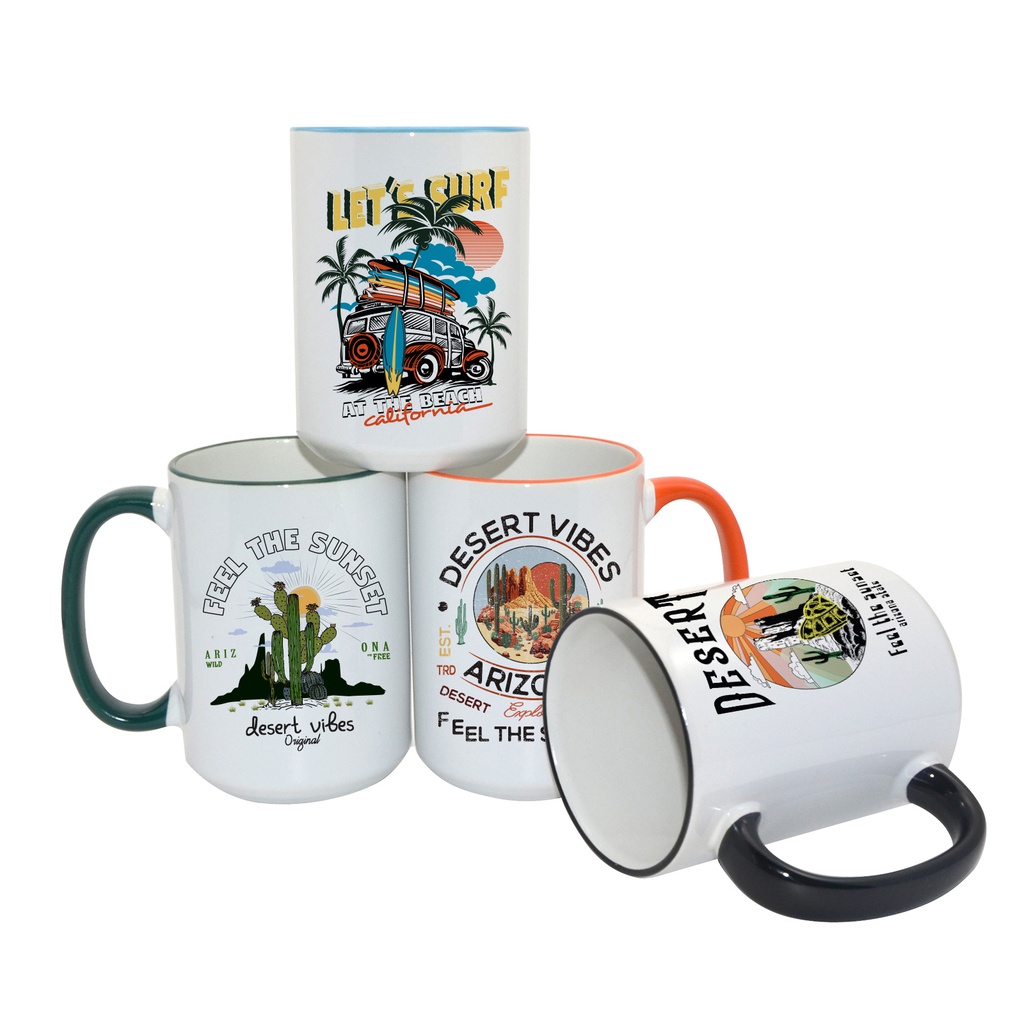 15oz Sublimation Mug Rim Handle Mugs 