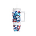 40oz/1200ml Sublimation White Stainless Steel Tumbler with Large Plastic Handle, Flip Lid &amp; Straw