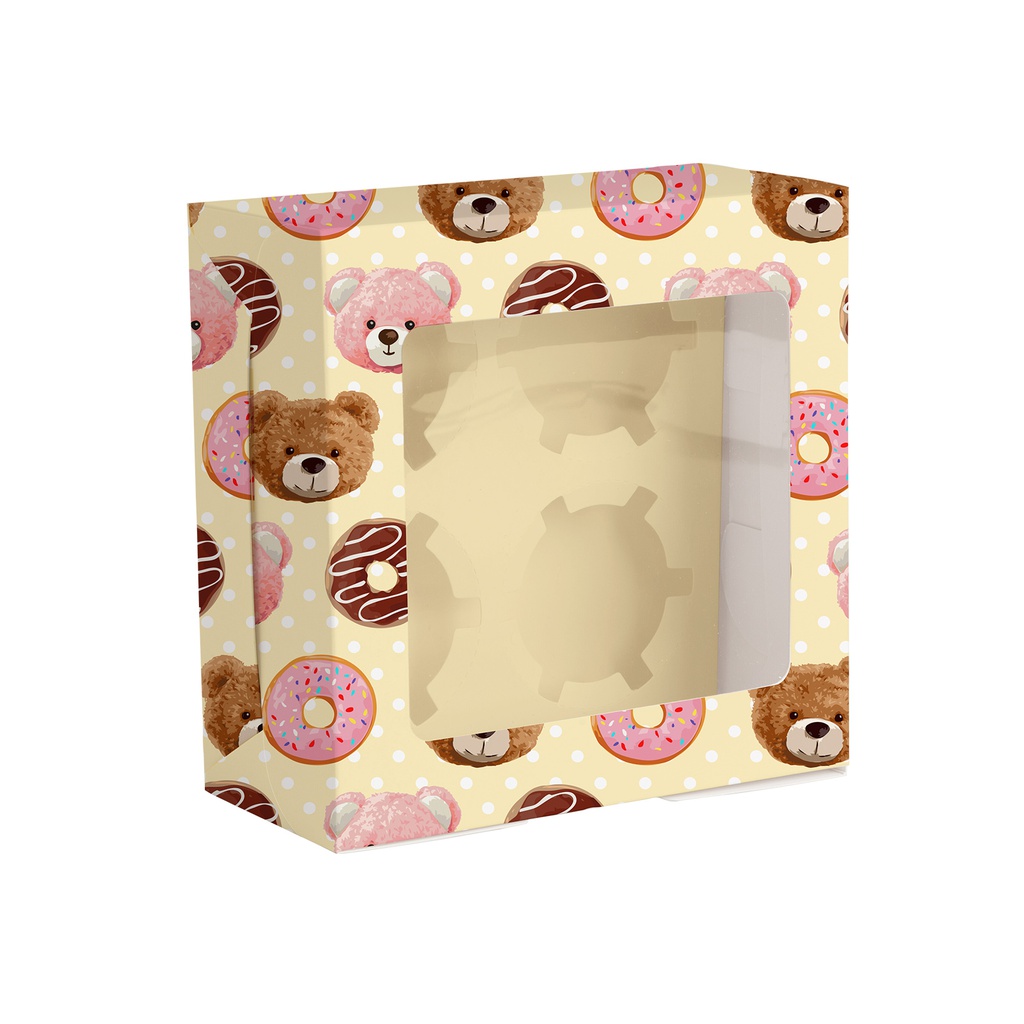 Sublimation Bakery Boxes Custom Cupcake Packages with Window (16*16*7.7cm)