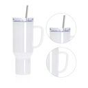 40oz/1200ml Stainless Steel White Travel Tumbler with Lid &amp; Straw(Heat Resistant Plastic Handle)