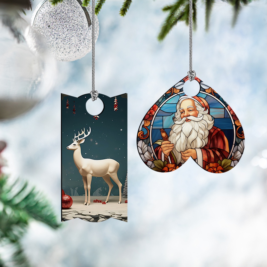 Sublimation Christmas Ball Ornaments Hardboard Hanging Tree Decor Ornament (Lantern, 7.6*9.6*0.3cm)