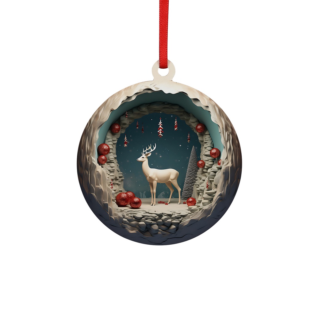 Sublimation Christmas Ball Ornaments Hardboard Hanging Tree Decor Ornament (Round, 7.6*8.6*0.3cm)