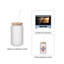 Sublimation Glass Can Blanks with Bamboo Lid and Staw (Frosted, 13oz)