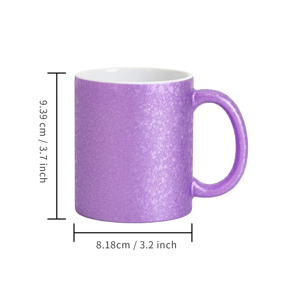 11oz Sublimation Ceramic Mug, Crackle Finish (Purple)