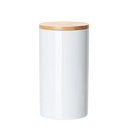 30oz Ceramic Storage Jar with Bamboo Lid (Glossy White)