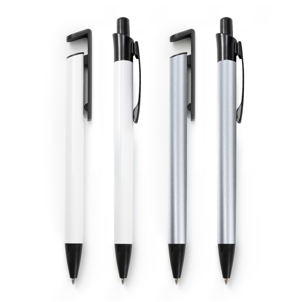 Sublimation Ballpoint Pen with Shrink Wrap (White Alu Cover &amp; Phone Holder)