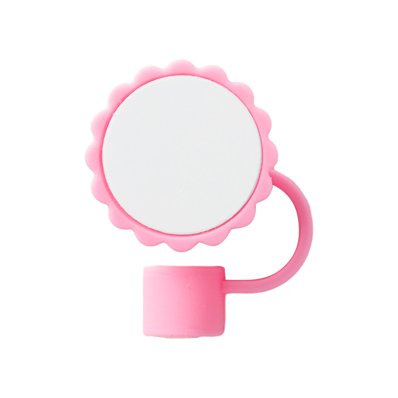 Silicone Straw Cover w/ Insert(Pink,Sunflower shape)