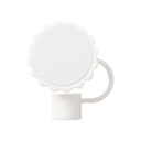 Silicone Straw Cover w/ Insert(White,Sunflower shape)