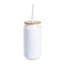 15oz/450ml Sublimation Soda Can with Bamboo Lid and Sublimation Straw (White)