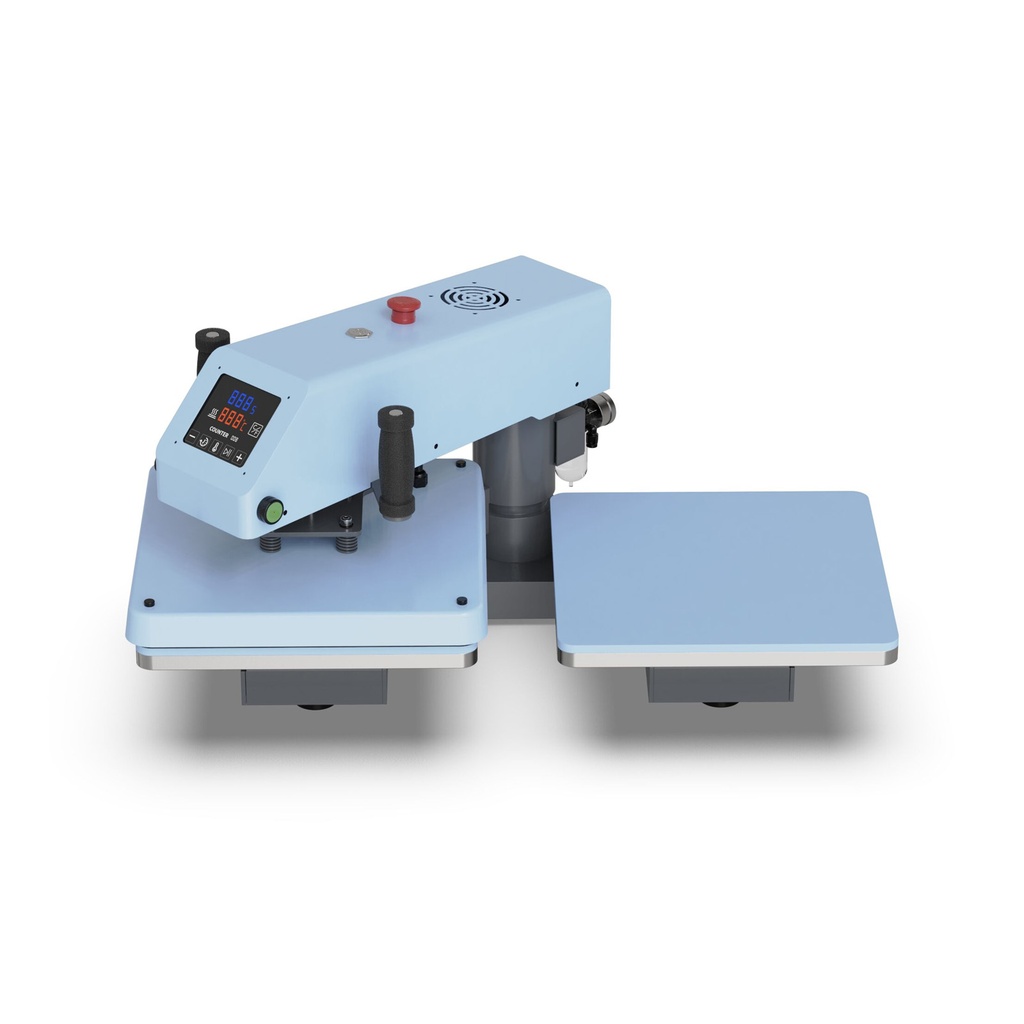 Pneumatic Dual Platen Heat Press (38x38cm,Light Blue)