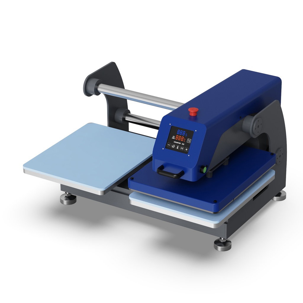 Pneumatic Up-Sliding Dual Platen Heat Press (40x50cm, Dark Blue)