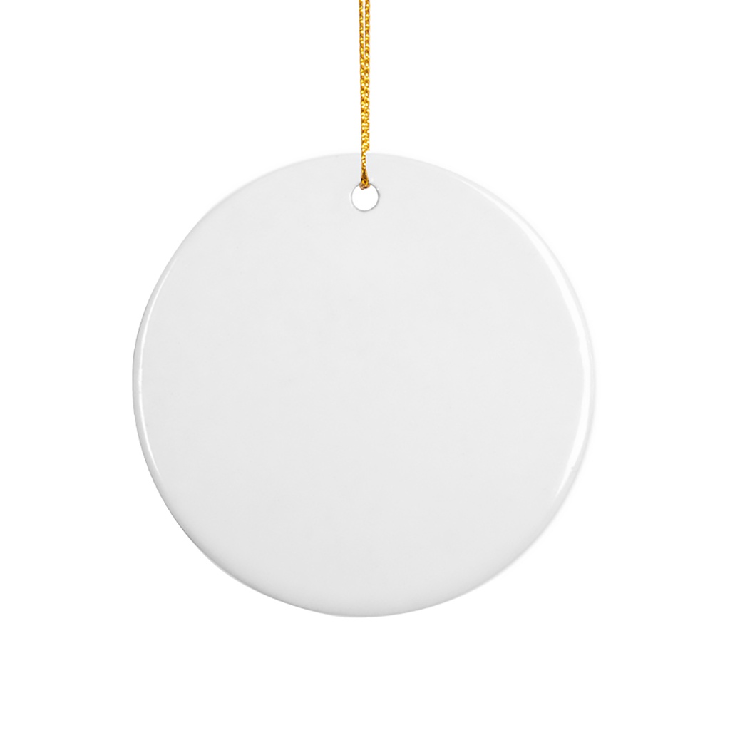 Sublimation Ceramic Ornament Round with Gold String (2.75inch, Double-sided White)