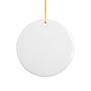 Sublimation Ceramic Ornament Round with Gold String (2.75inch, Double-sided White)