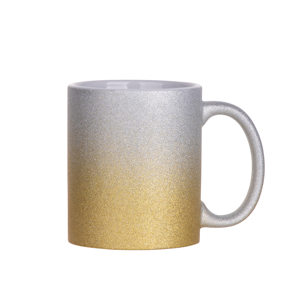 11oz/330ml Gradient Bottom Glitter Mug(Silver+Gold)