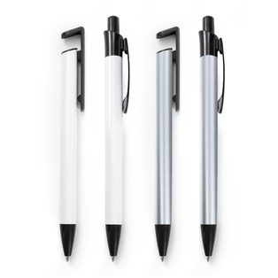 Sublimation Ballpoint Pen with Shrink Wrap (White Alu Cover & Phone Holder)