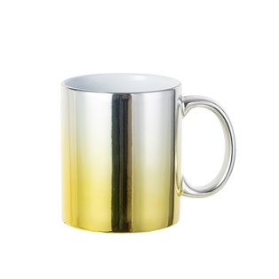 Sublimation Ombre Mugs Blank 11oz Ceramic Metallic Mugs (Metallic Silver to Gold)