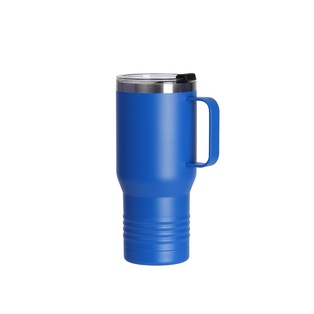 22oz/650ml Stainless Steel Tumbler with Handle w/ Ringneck Grip (Powder Coated, Dark Blue)