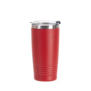 20oz/600ml Stainless Steel Tumbler w/ Ringneck Grip (Powder Coated, Red)