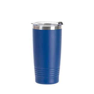 20oz/600ml Stainless Steel Tumbler w/ Ringneck Grip (Powder Coated, Dark Blue)